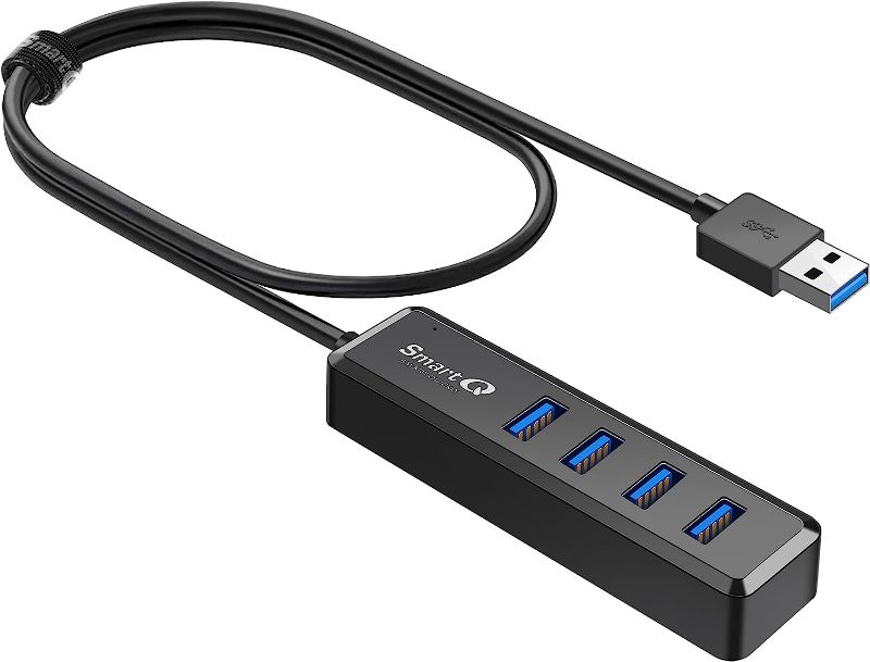 Photo 1 of SmartQ H302S USB 3.0 Hub for Laptop with 2ft Long Cable, Multi Port Expander, Fast Data Transfer USB Splitter Compatible with Windows PC, Mac, Printer, Mobile HDD

