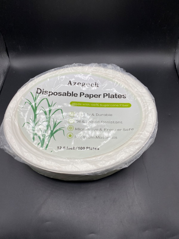 Photo 2 of Azegech 100Pack Disposable Paper Plates,12.5 Inch Oval Paper Plates,Super Strong Eco-Friendly Plates,100% Compostable Biodegradable Plates,White Oval Paper Dinner Plates for Party,Picnic,Large,Thicken
