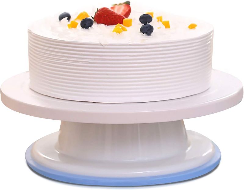 Photo 1 of Fashion·LIFE Cake Turntable Rotating Cake Stand Cake Revolving Stand Cake Icing Decorating Stencils for Baking White
