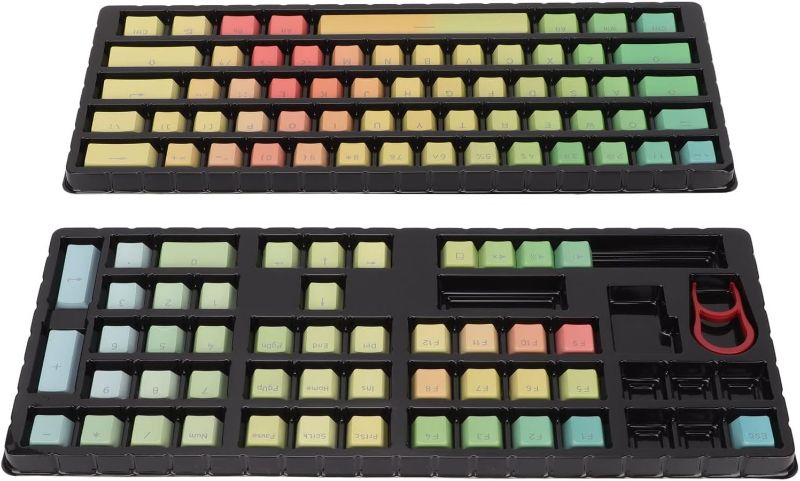 Photo 1 of PBT Keycaps, Dye Sublimation Pbt Keycap Set 108 Keys Rainbow Gradient Mechanical Keycaps Gaming Custom Keycaps for Mechanical Keyboard
