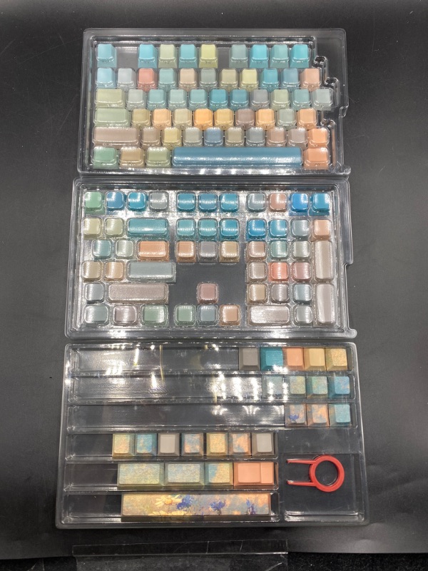 Photo 2 of PBT Keycaps, Dye Sublimation Pbt Keycap Set 108 Keys Rainbow Gradient Mechanical Keycaps Gaming Custom Keycaps for Mechanical Keyboard
