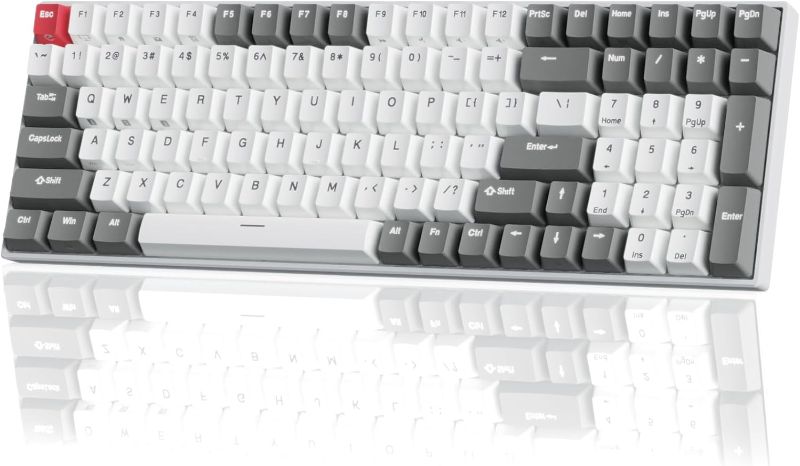 Photo 1 of RK ROYAL KLUDGE RK100 Wireless Mechanical Keyboard RGB Backlit Bluetooth5.1/2.4G/Wired 96% Full Size 100-Key Hot Swappable Gaming Keyboard Red Switch Classic
