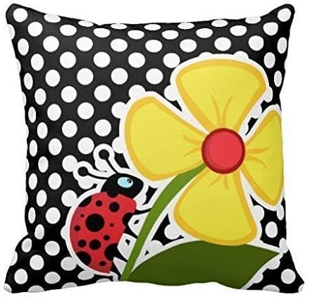 Photo 1 of FJTP Outdoor Black Geometric Decor Throw Pillow Cover Shell Ladybug Flower Kids Square Pillow Cover Cute Couch Cushion Cover 18X18 inch
