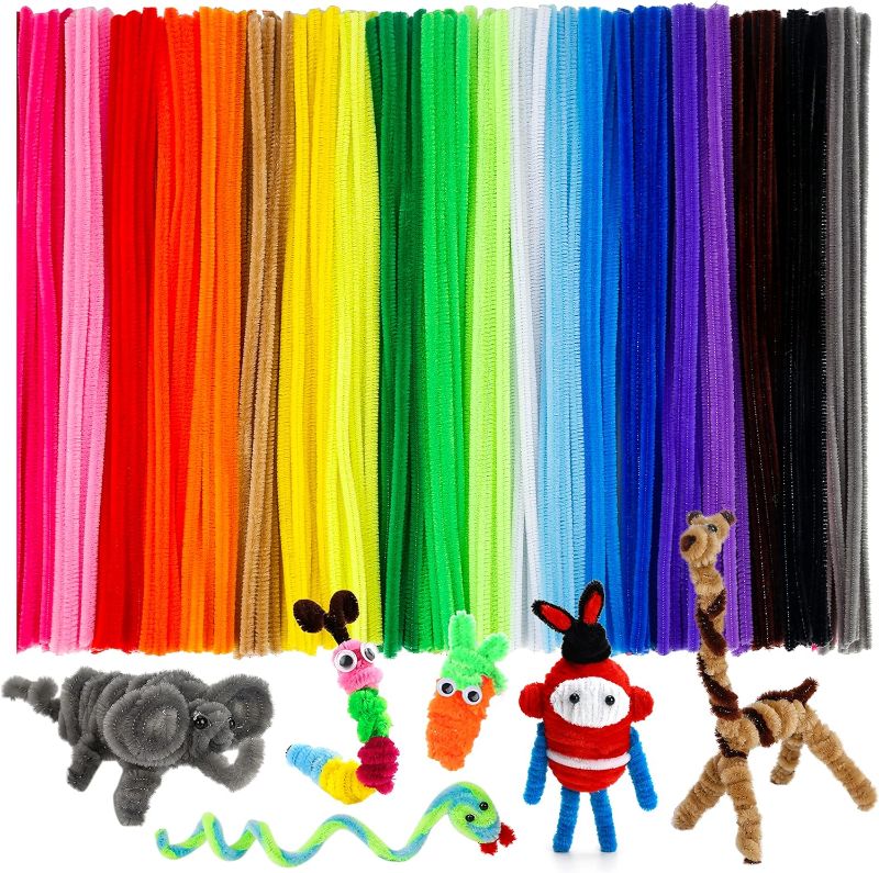Photo 1 of Caydo 200 PCS Thick Pipe Cleaners Craft Supplies Multi-Color Chenille Stems for Art and Craft Projects Creative DIY Decorations (12inch x 6mm)
