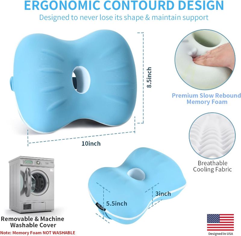 Photo 2 of Omloon Leg & Knee Foam Support Pillow for Side Sleepers - Memory Sleeping, Pain Relief Sciatica, Back, HIPS, Knees, Joints, Pregnancy with Washable Cover (Blue)

