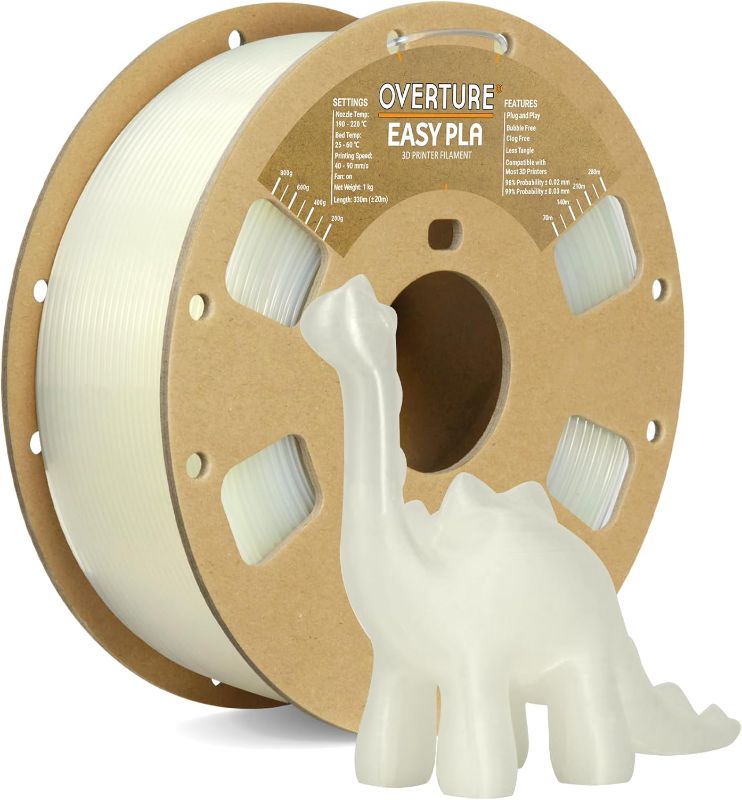 Photo 1 of OVERTURE Easy PLA 1.75mm 3D Printer Filament, 2kg PLA Cardboard Spool (4.4lbs), Dimensional Accuracy +/- 0.02mm, Fit Most FDM Printer 
