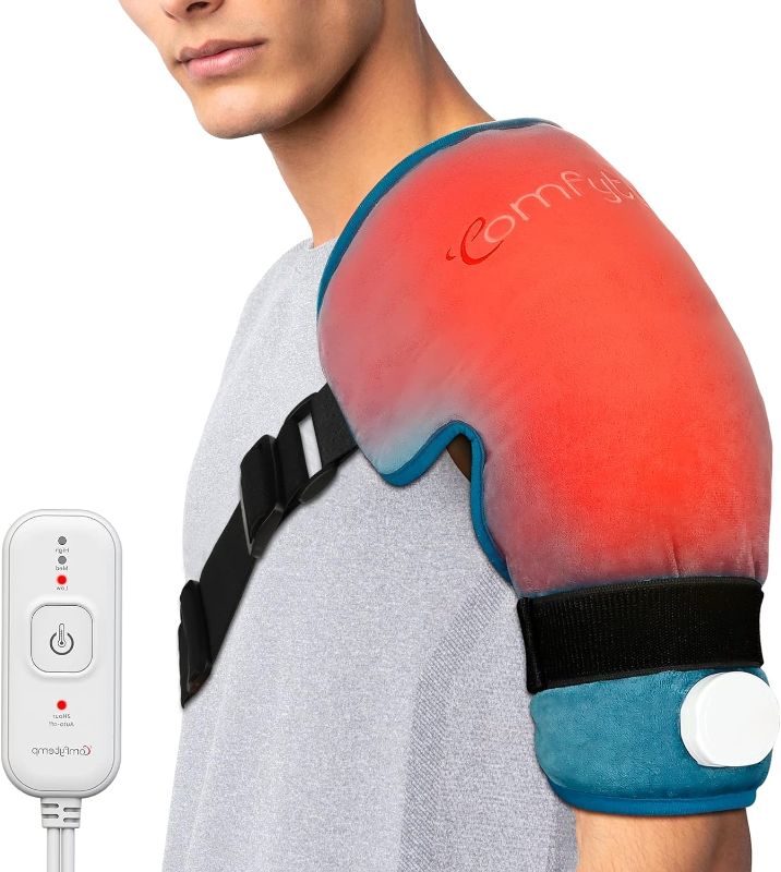 Photo 1 of Comfytemp Shoulder Heating Pads For Rotator Cuff Pain Relief- 3 Heat Settings, 2H Auto-Off, Stay On - Heated Shoulder Brace For Frozen Shoulder, Decent New Year Gift Shoulder Wrap For Men Women (Blue)

