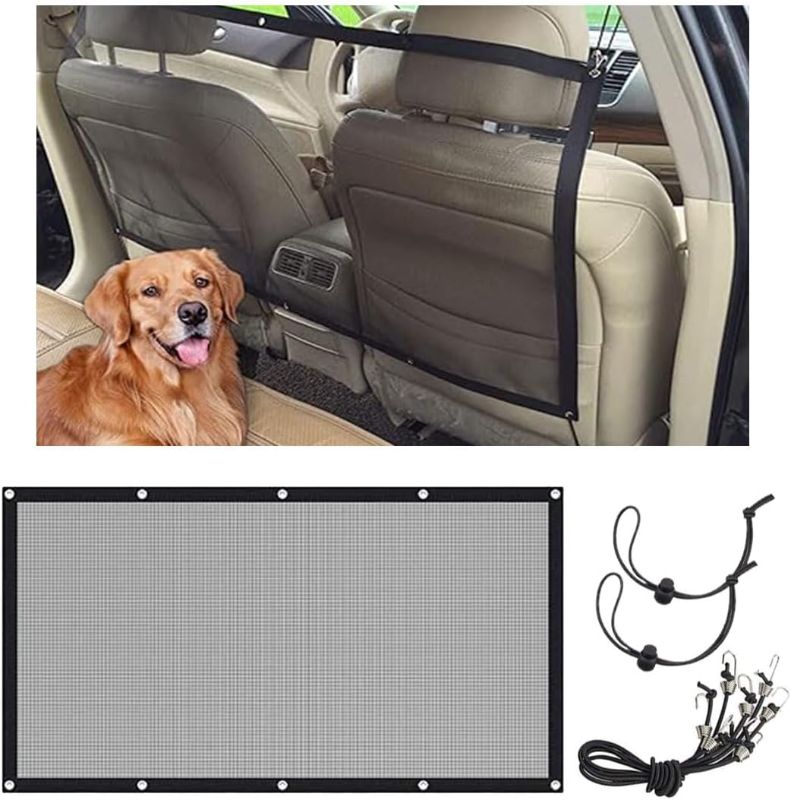 Photo 1 of Car Dog Barrier Net, Auto Protection Fence Net Backseat Mesh Pet Barrier, Car Stretchable Obstacle Mesh Divider Net Car Adjustable Safety Mesh for Most Cars, Trucks, SUVs