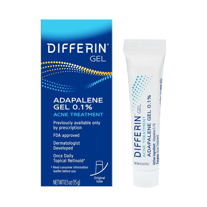 Photo 1 of Differin Acne Treatment Gel, 30 Day Supply, Retinoid Treatment for Face with 0.1% Adapalene, Gentle Skin Care for Acne Prone Sensitive Skin, 15g Tube
