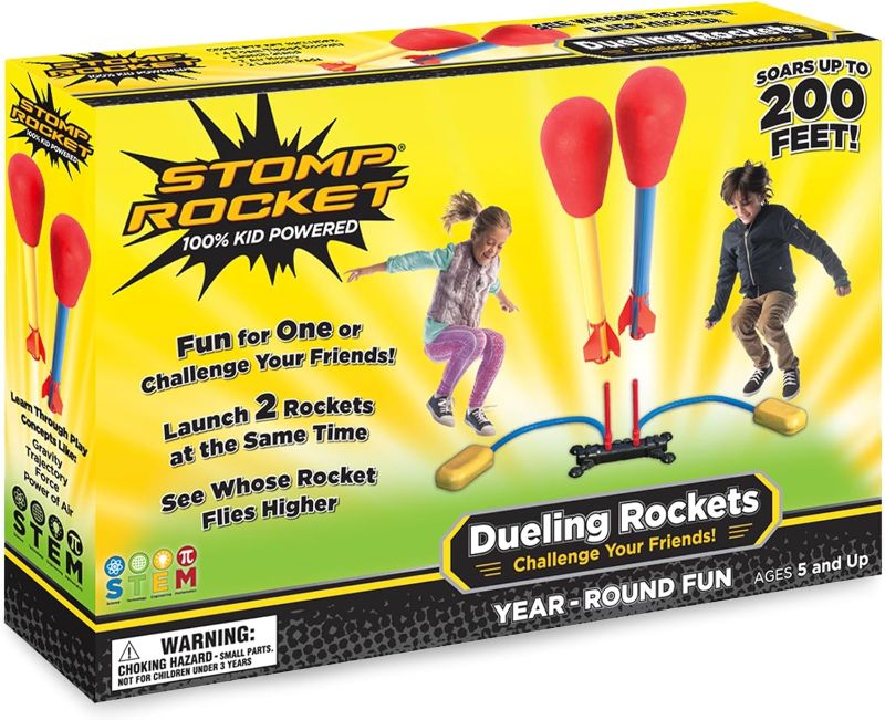 Photo 1 of Stomp Rocket Original Dueling Rocket Launcher for Kids, 4 Rockets - Fun Backyard & Outdoor Kids Toys Gifts for Boys & Girls - Toy Foam Blaster Set Soars 200ft - Multi-Player Launcher Stand
