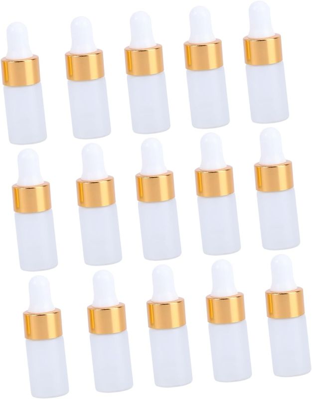 Photo 1 of Angoily 15 Pcs Frosted Dropper Bottle Perfume Sample Terrarium Makeup Containers Subpackaging Bottle Liquid Containers Empty Lotion Container Cosmetic Bottles Glass White Filling Travel
