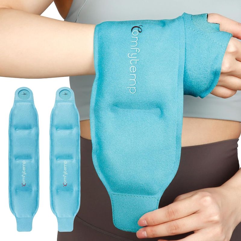 Photo 1 of Comfytemp Wrist Ice Pack Wrap for Carpal Tunnel Relief, 2 Gel Packs, FSA HSA Eligible, Hot Cold Compression Brace for Hand Injuries Reusable, Achilles Tendonitis, Tenosynovitis, Men Women Surgery Gift
