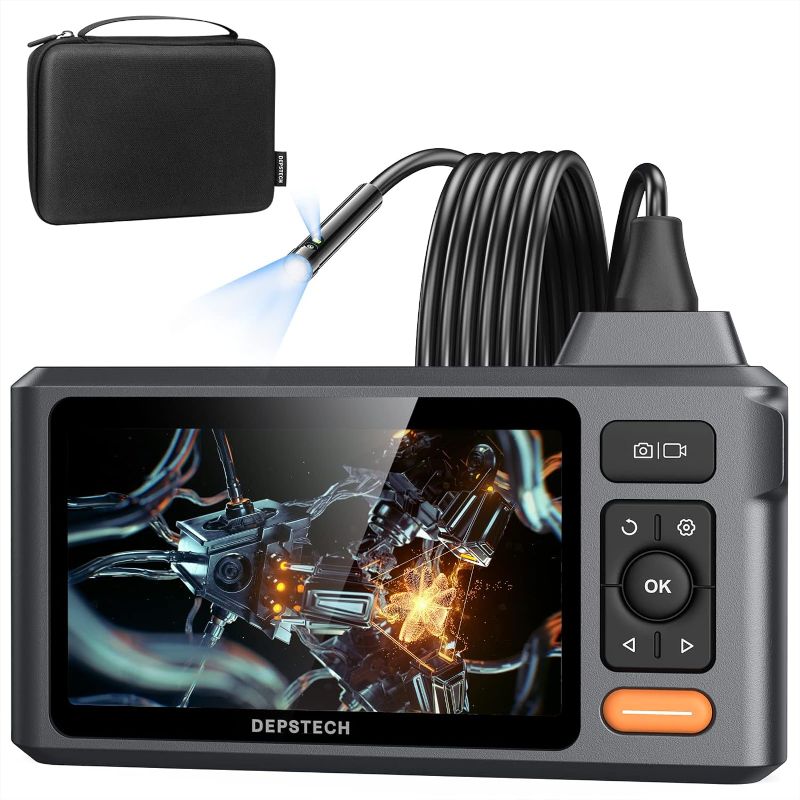 Photo 1 of DEPSTECH 5"IPS Screen Borescope Inspection Camera with 4.92ft Waterproof Drain Snake Cable, 1080P Dual Lens Endoscope Camera with Lights, Split Screen, 7.9mm Sewer Camera&Portable Case,Cool Handy Tool
