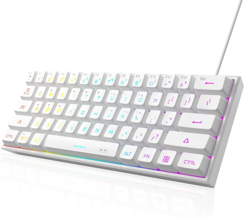 Photo 1 of MageGee Mini 60% Gaming Keyboard, Upgrade RGB Backlit 61 Key Ultra-Compact Keyboard, TS91 Ergonomic Waterproof Mechanical Feeling Office Computer Keyboard for PC, MAC, PS4, Xbox ONE Gamer(White)
