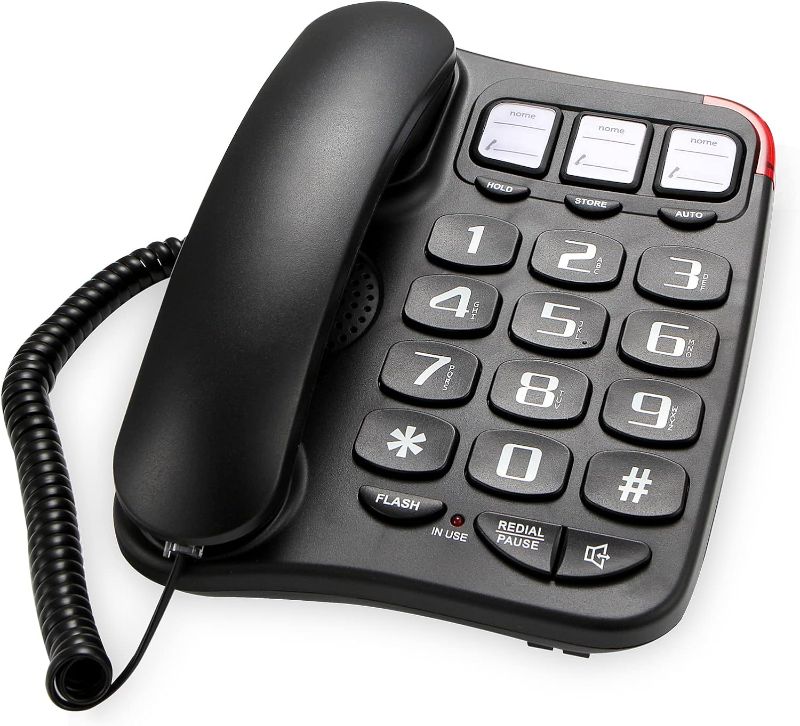 Photo 1 of Large Button Phone for Seniors, Amplified Corded Phone with Speakerphone for Elderly Home Landline Phones, No Need to use Batteries,with Loud Ringer, One-Touch Dialing…

