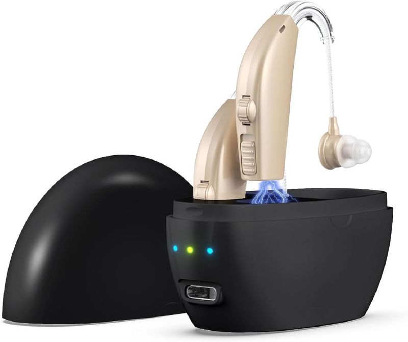 Photo 1 of Kullre Hearing Aids, Hearing Aids for Seniors with Noise Cancelling and Volume Control, Rechargeable Hearing Aids for Hearing Loss with Charging Case
