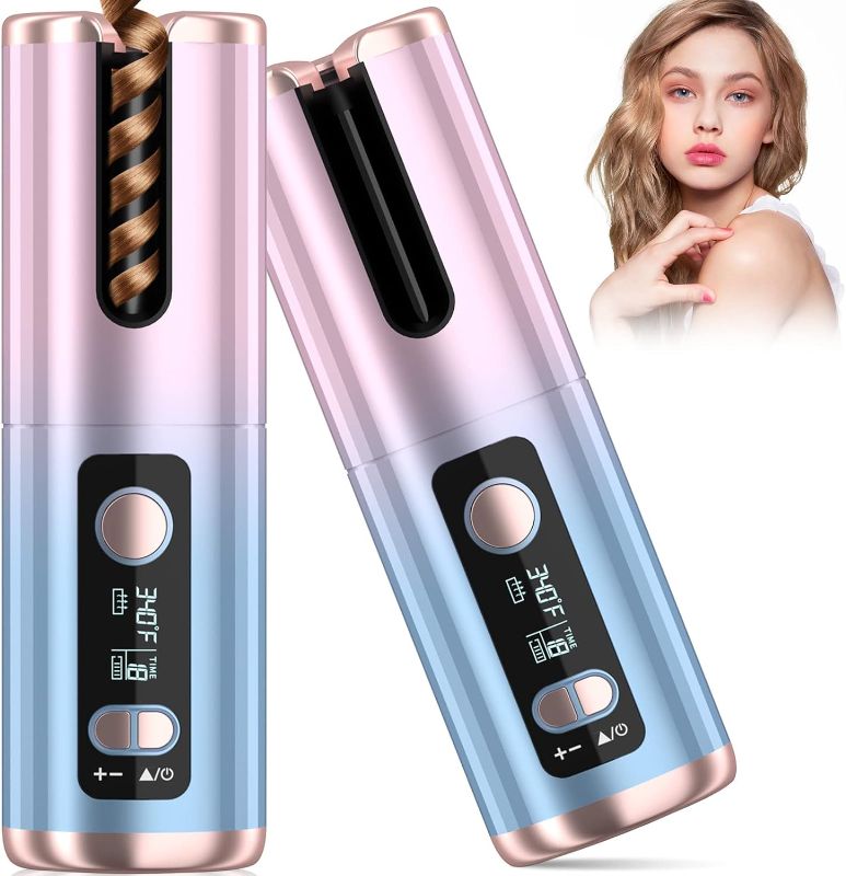 Photo 1 of Automatic Curling Iron, Cordless Automatic Hair Curler with 6 Temps & 6 Timers, Rechargeable Rotating Curling Iron with Ceramic Curling Wand, Detangle & Scald-Free Hair Curlers, Auto Shut-Off
