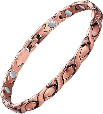 Photo 1 of Feraco Copper Bracelets for Women, 99.99% Pure Copper Magnetic Bracelets with Effective Neodymium Healing Magnets, Adjustable Jewelry Gift with Sizing Tool

