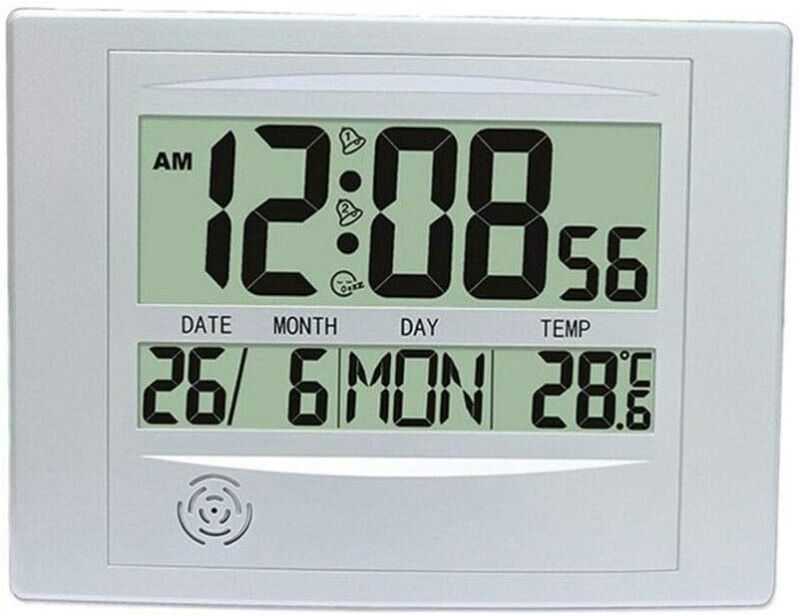 Photo 1 of Home Decor Large Digital Display Thermometer Clock LCD Alarm Calendar Weather White
