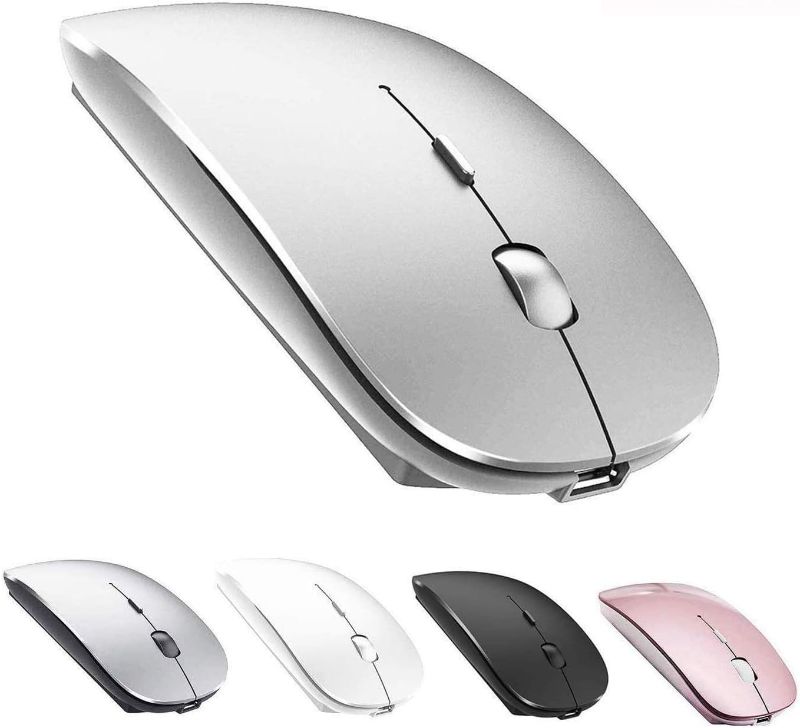 Photo 1 of ZERU Bluetooth Mouse Rechargeable Wireless Mouse for MacBook Pro,Bluetooth Wireless Mouse for Laptop PC Computer (Silver)
