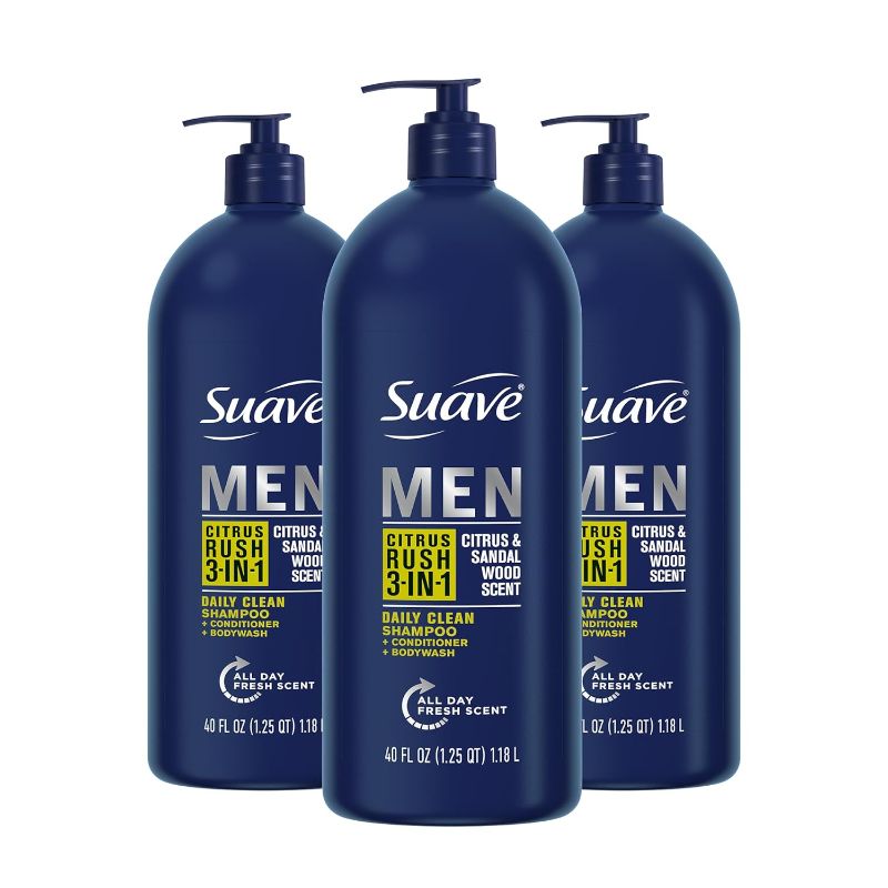 Photo 1 of Suave Shampoo Conditioner Bodywash Men 3 in 1 Citrus & Sandal Wood to Cleanse and Nourish Hair and Skin, 40 oz Pack of 3
