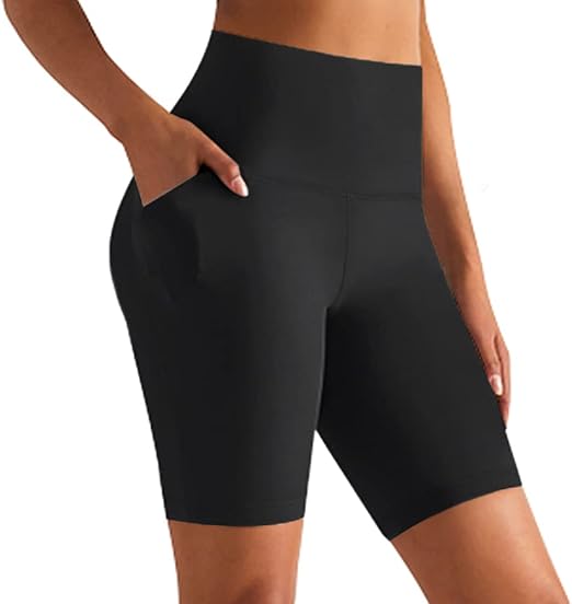 Photo 1 of Size L GROTEEN Biker Shorts for Women with Pockets - 8'' High Waisted Tummy Control Yoga Workout Running Gym Spandex Shorts
