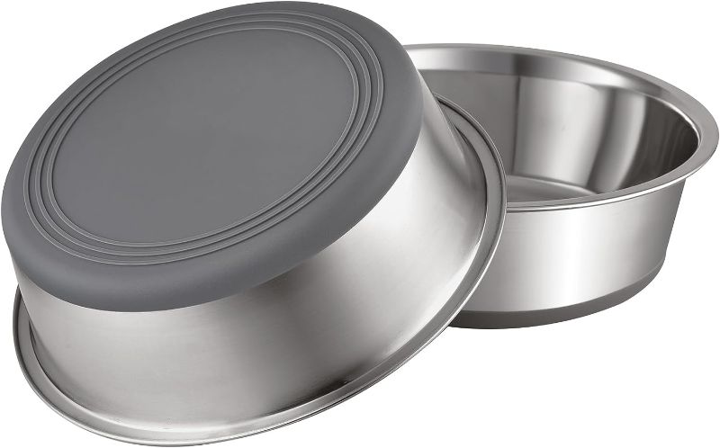 Photo 1 of PEGGY11 Stainless Steel Metal Dog Bowls, Nonslip Rubber Bottom, Dishwasher Safe, Easy to Clean - 2 Pack, Each Holds 3.8 US Cup
