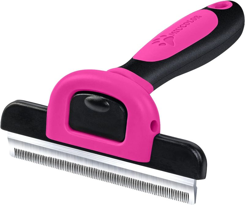 Photo 1 of MIU COLOR Pet Grooming Brush, Deshedding Tool for Dogs & Cats, Effectively Reduces Shedding by up to 95% for Short Medium and Long Pet Hair, Hot Pink
