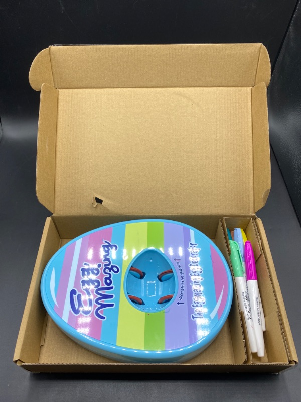 Photo 2 of The Eggmazing Egg Decorator Easter Egg Decorator Kit - The Year Round Arts and Crafts Activity - Includes Egg Decorating Spinner and 8 Colorful Quick Drying Non Toxic Markers (Blue)
