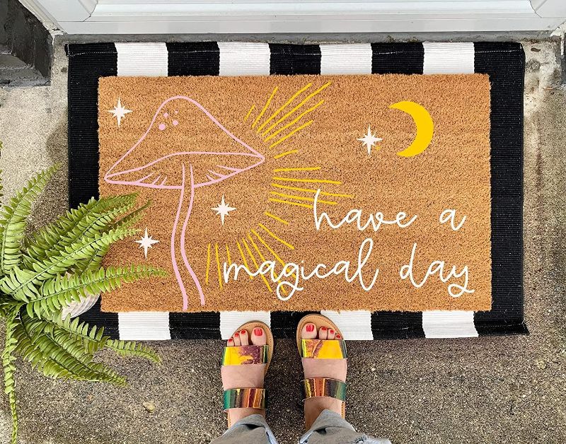 Photo 1 of Easter Day Doormat Have A Magical Day Mushroom Vintage Durable Welcome Front Door Mats Entryway Bath Rugs Non-Slip Rugs Carpet Mothers Day Welcome Carpet Floor Mats Porch Rugs 18x30 in
