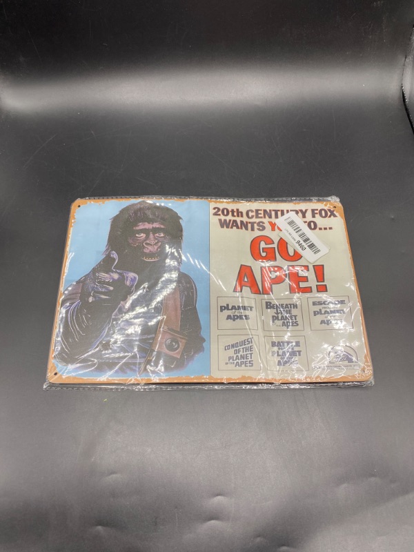 Photo 2 of Go Ape - Planet of the Apes Movie (1968) Poster Vintage Metal Tin Sign Retro Style Wall Plaque Decoration Metal Sign 8x12 inch
