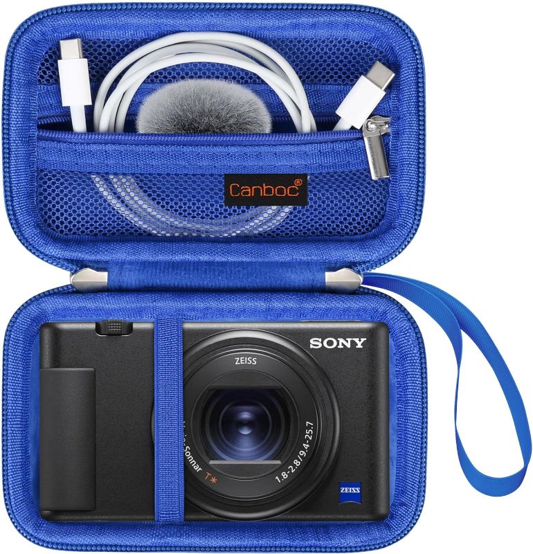Photo 1 of Canboc Carrying Case for Sony ZV-1/ ZV-1F/ ZV-1 II Digital Camera for Content Creators, Sony ZV1 Vlogging Camera Bag, Zipper Mesh Pocket fits USB Cable, Batteries, Blue
