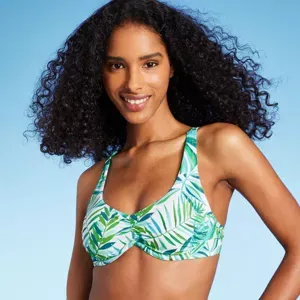 Photo 1 of Women's Underwire Bralette Bikini Top - Shade & Shore™ Green Tropical Print- 34B

