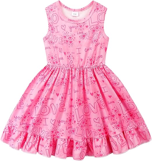 Photo 1 of Size 5/6 - Popshion Toddler Girls Dresses Sleeveless Back Bowknot Dress Baby Girl Summer Clothes Kids Birthday Party Sundress 

