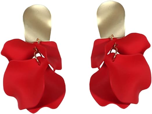 Photo 1 of 1 Pair Elegant Day Jewelries Fashion for Chic Girl Pendant Flower-Shaped Accessory Earring Drop Ear Lady s Flower Shape Stylish Wedding Valentines Earrings Red Gifts
