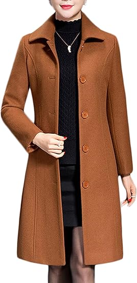 Photo 1 of (M) Jenkoon Women's Wool Trench Coat Winter Long Thick Overcoat Walker Coats- size medium
