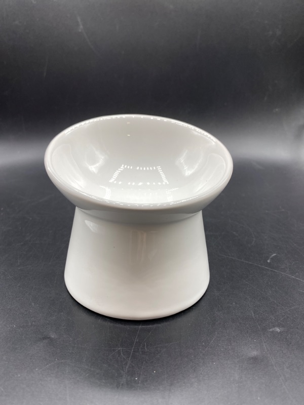 Photo 2 of White Small Ceramic Raised Cat Bowls, Tilted Elevated Food or Water Bowls, Stress Free, Backflow Prevention, Dishwasher and Microwave Safe, Lead & Cadmium Free
