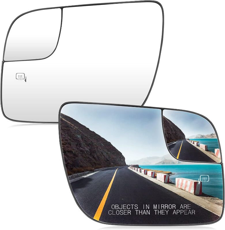 Photo 1 of Left & Right Side Heated Mirror Glass Fits for Ford Explorer 2011 2012 2013 2014 2015 2016 2017 with Rear Holder Replacement 1 Pair
