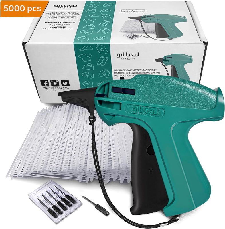 Photo 1 of GILLRAJ® Tagging Gun for Clothing Jumbo Pack 5000pcs 2" Barbs & 6 Needles, Clothes Retail Price Hang Tag Attacher Gun Fastener for Store Consignment Garage Yard Sale
