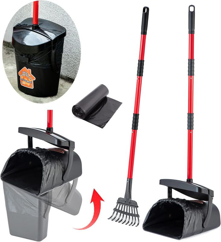 Photo 1 of HUZSV Pooper Scooper Large Swivel Bin & Rake for Large & Small Dogs Non-Breakable Dog Poop Scooper with 20 Waste Bags Easy to Clean Pet Waste Use on Grass, Dirt or Gravel - Pet Supplies
