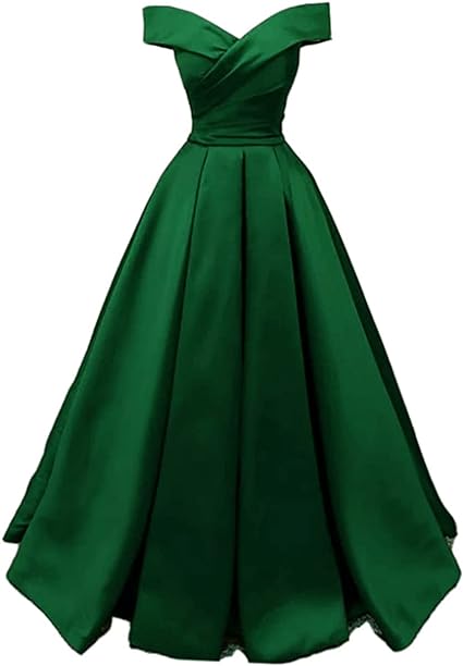 Photo 1 of Size 8-10 - Awishwill Women's Off The Shoulder Prom Dresses Aline Satin Pleated Long Formal Dress
