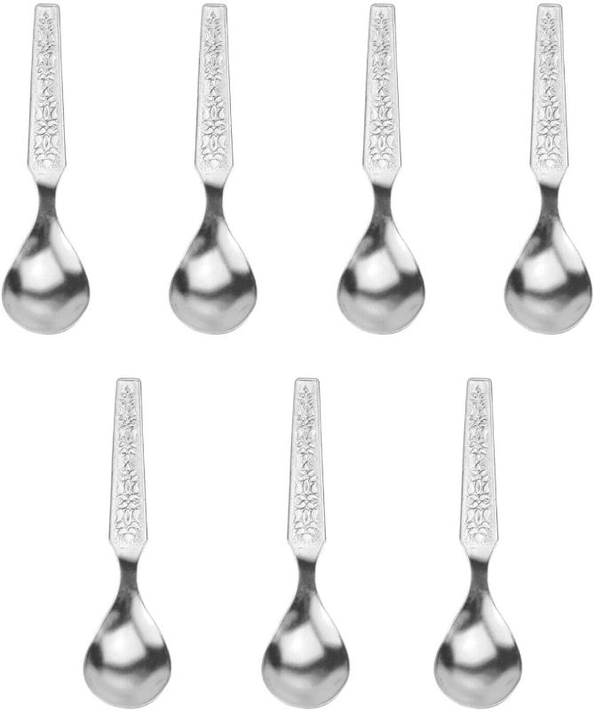 Photo 1 of GANGAMETAL Stainless Steel Spoon For Spice Box | Spoons For All Jars & Container | Mirror Finish | Mini Spoon For All Tea Coffee Sugar & Spices Set Of 7 Pcs (Finish) Small Silver
