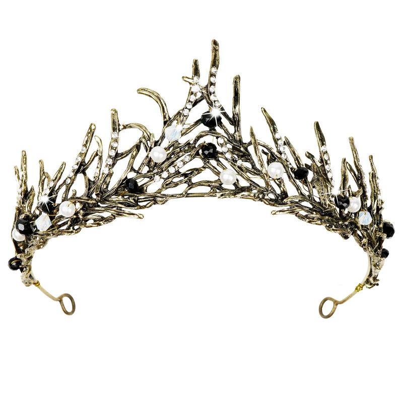 Photo 1 of TOCESS Black Crown Tiara for Women Goth Vintage Queen Princess Baroque Crown for Girls, Ideal Gift for Costume Show Party Prom Birthday Halloween
