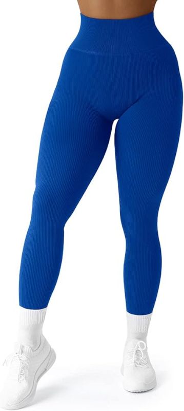 Photo 1 of (M) SUUKSESS Women Ribbed Seamless Leggings High Waisted Workout Gym Yoga Pants- medium
