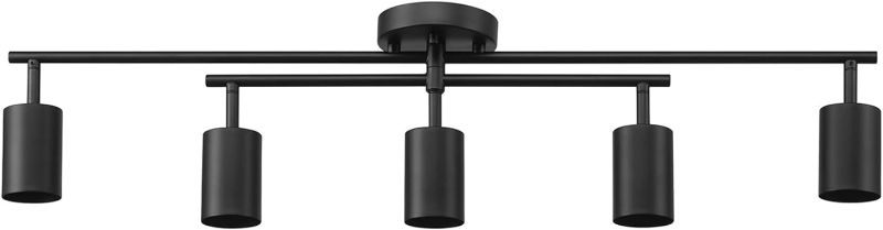 Photo 1 of Globe Electric 64000052 5-Light Track Lighting, Center Swivel Bar, Matte Black, Ceiling Light, Track Light Heads, Pivot Shades, Track Ceiling Light, Track Lighting Kit, 5 Bulb Kitchen Light
