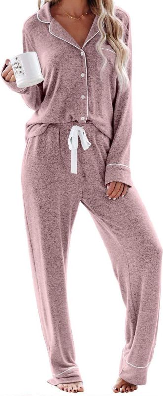 Photo 1 of (XL) Aamikast Women's Pajama Sets Long Sleeve Button Down Sleepwear Nightwear Soft Pjs Lounge Sets- size XL
