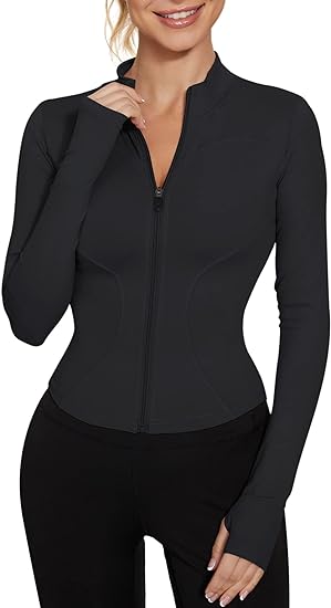 Photo 1 of (L) FLX Women's Workout Jacket Lightweight Zip Up Yoga Jacket Cropped Athletic Slim Fit Tops- large
