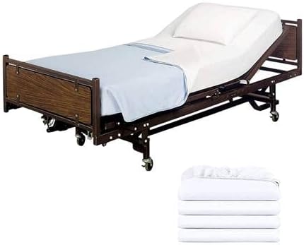 Photo 1 of 4 Pack Fitted Hospital Bed Sheets - Cotton Rich Soft Knitted Jersey Sheet 36” x 84” x 12"
