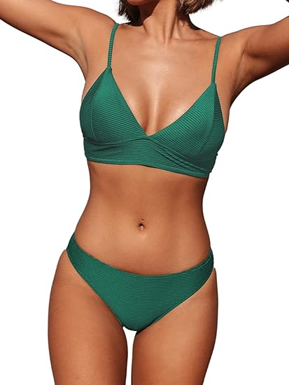 Photo 1 of (M) CUPSHE Women Bikini Set Solid Color Sexy Triangle Two Piece Swimsuit- size medium- top only!
