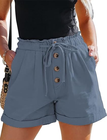 Photo 1 of (M) ANFTFH Womens Shorts Drawstring Mid-Rise Shorts Summer Casual Shorts for Women- size medium
